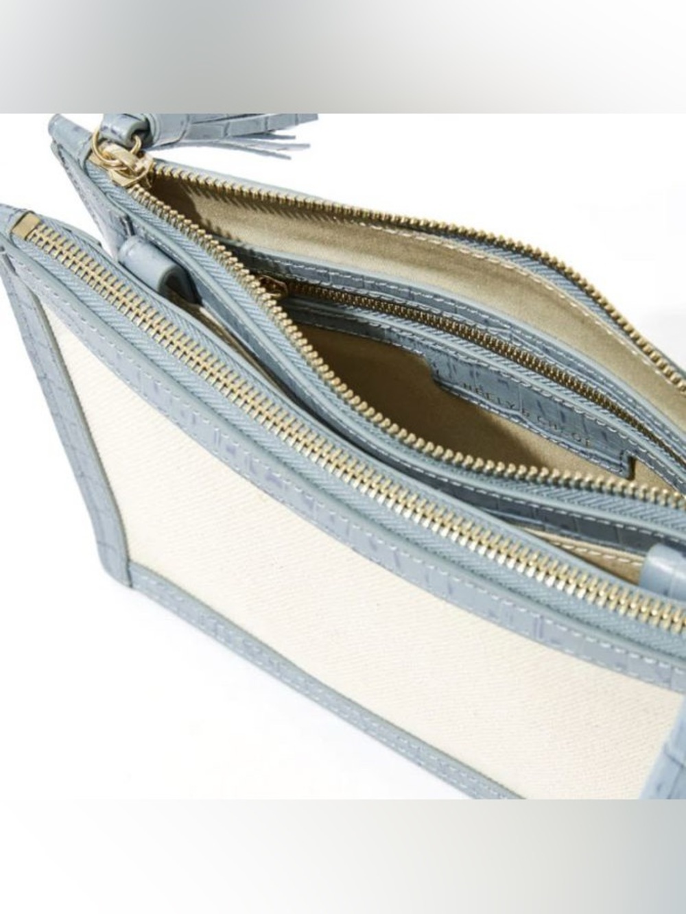 Neely & Chloe No. 60 Canvas Double Zip Shoulder Bag, Blue